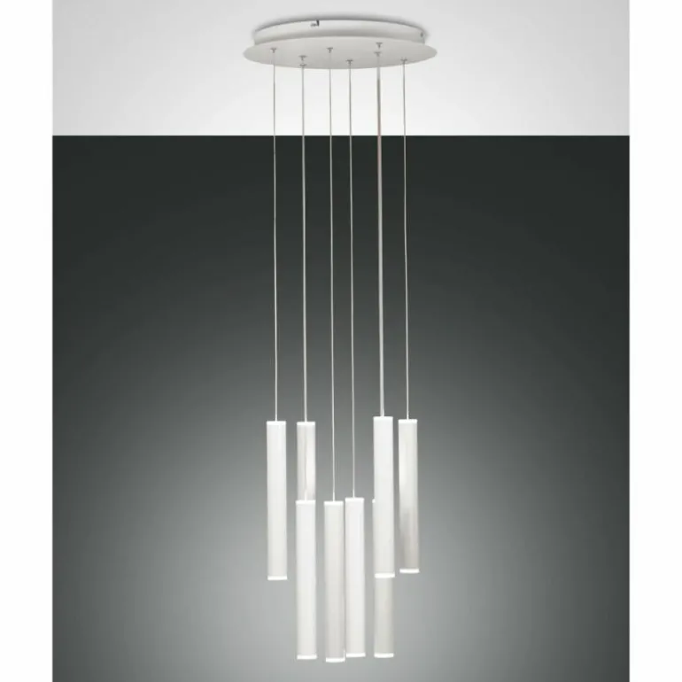 Suspension Fabas Luce Prado LED Blanc, 8 lumières
