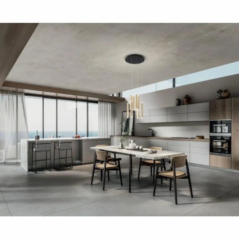 Suspension Fabas Luce Prado LED Or, Noir, 8 lumières