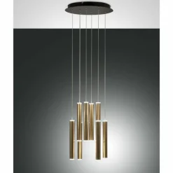 Suspension Fabas Luce Prado LED Or, Noir, 8 lumières