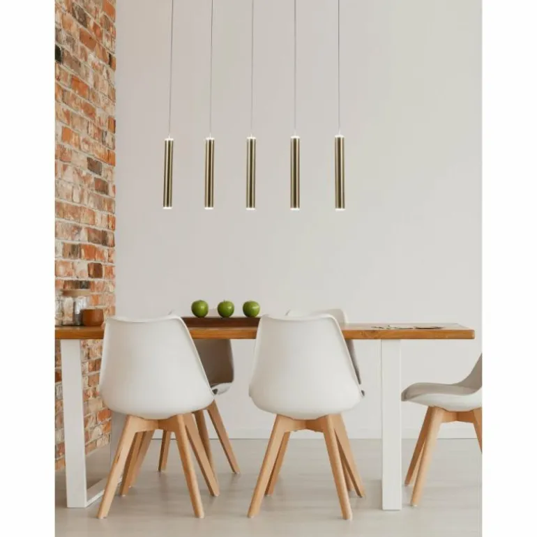 Suspension Fabas Luce Prado LED Or, Noir, 5 lumières