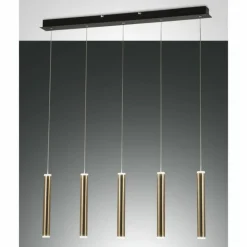 Suspension Fabas Luce Prado LED Or, Noir, 5 lumières