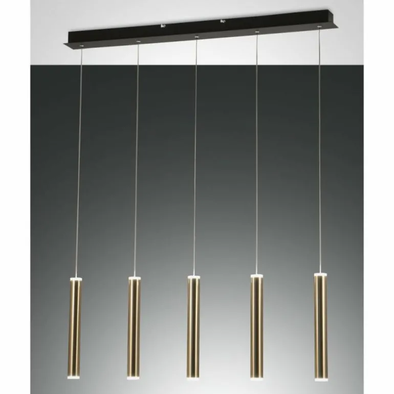 Suspension Fabas Luce Prado LED Or, Noir, 5 lumières