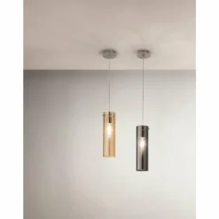 Suspension Fabas Luce Sintesi Nickel brillant, 1 lumière