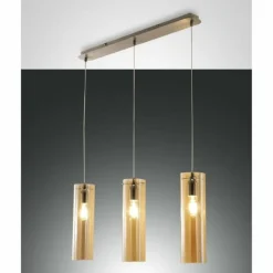 Suspension Fabas Luce Sintesi Nickel brillant, 3 lumières