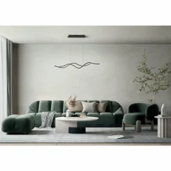 Suspension Fabas Luce Sinuo LED Noir, 2 lumières