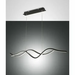 Suspension Fabas Luce Sinuo LED Noir, 2 lumières