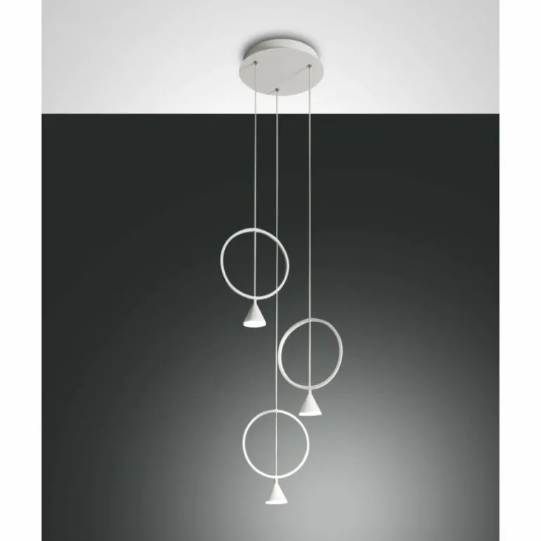 Suspension Fabas Luce Sirio LED Blanc, 3 lumières