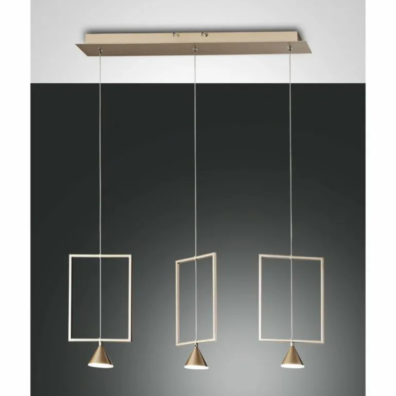 Suspension Fabas Luce Sirio LED Or, 3 lumières