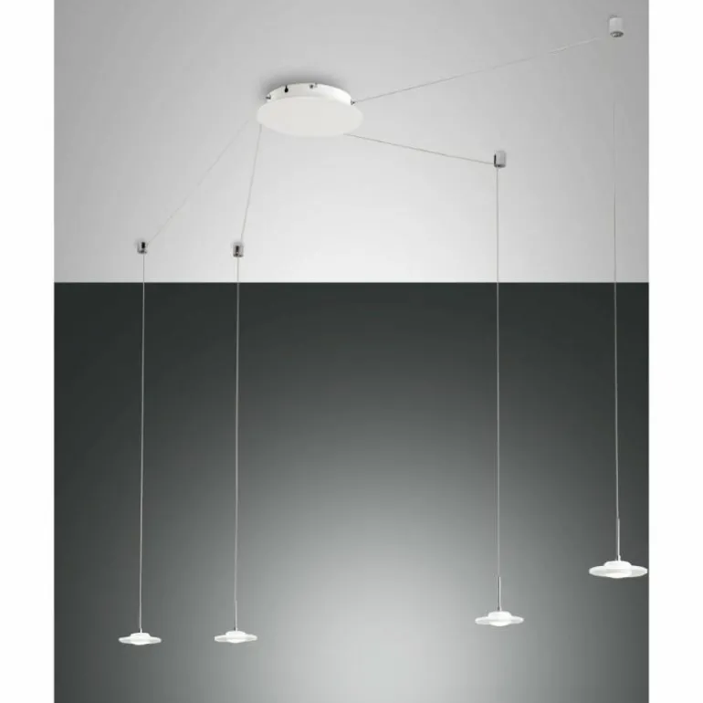 Suspension Fabas Luce Susanna LED Blanc, 4 lumières