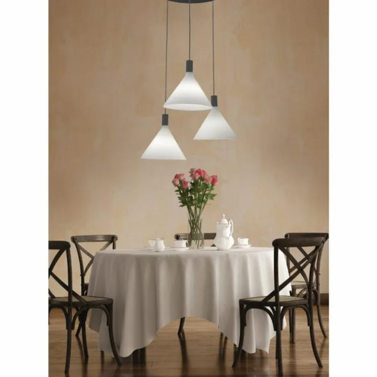 Suspension Fabas Luce Vincent Noir, 3 lumières
