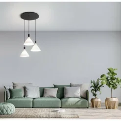 Suspension Fabas Luce Vincent Noir, 3 lumières