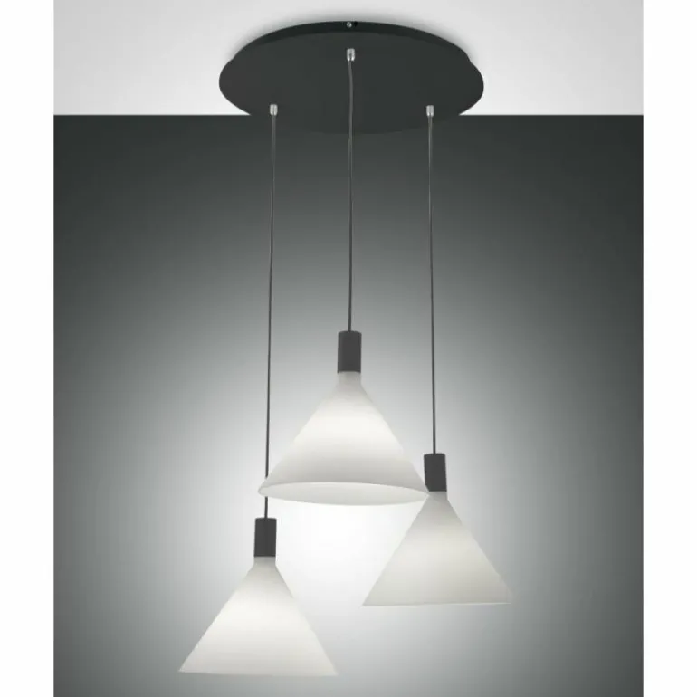 Suspension Fabas Luce Vincent Noir, 3 lumières