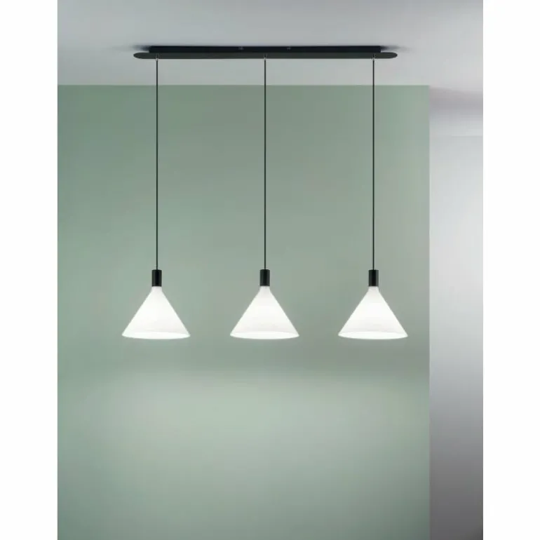 Suspension Fabas Luce Vincent Noir, 3 lumières