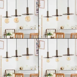 Suspension Faido Noir, 3 lumières