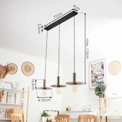 Suspension Faido Noir, 3 lumières