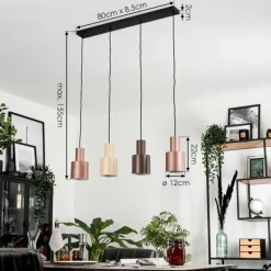 Suspension Fessade Noir, 4 lumières