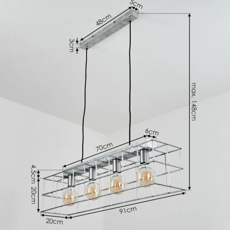 Suspension Fevaag Argenté, 4 lumières