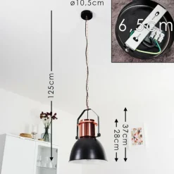 Suspension Fieberbrunn Cuivre, Noir, 1 lumière