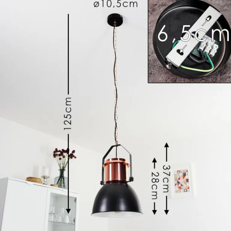 Suspension Fieberbrunn Cuivre, Noir, 1 lumière