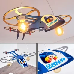 Suspension Fiete Bleu, Argenté, 2 lumières