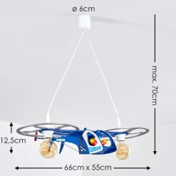 Suspension Fiete Bleu, Argenté, 2 lumières