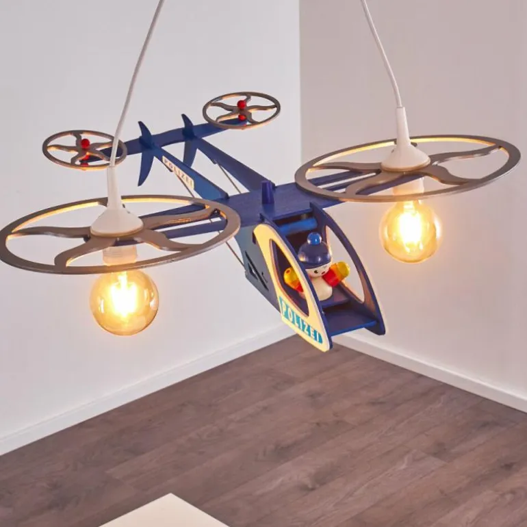 Suspension Fiete Bleu, Argenté, 2 lumières