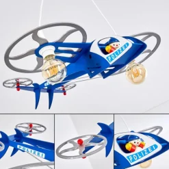 Suspension Fiete Bleu, Argenté, 2 lumières