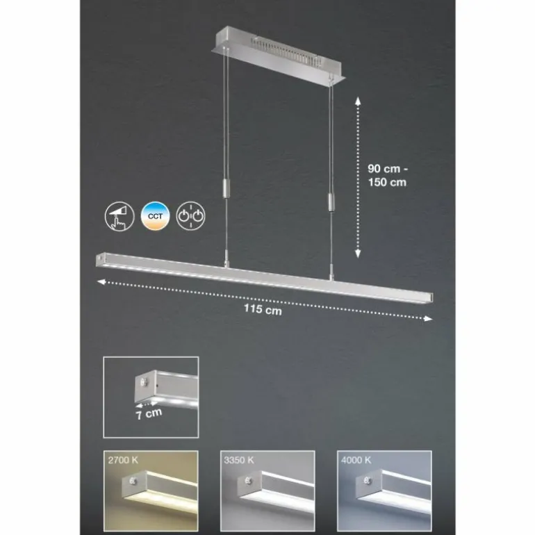 Suspension Fischer & Honsel VITAN LED Nickel mat, 1 lumière