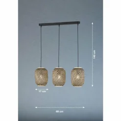 Suspension Fischer & Honsel Hummel Noir, 3 lumières