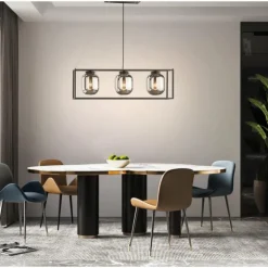 Suspension Fischer & Honsel Regi Noir, 3 lumières