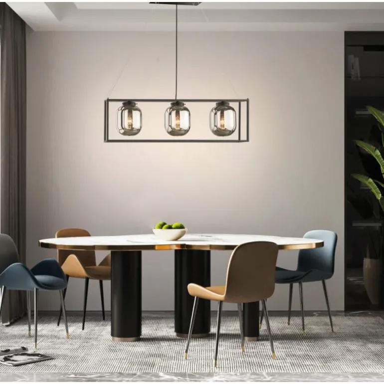 Suspension Fischer & Honsel Regi Noir, 3 lumières