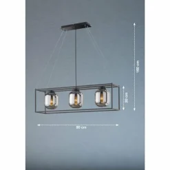 Suspension Fischer & Honsel Regi Noir, 3 lumières
