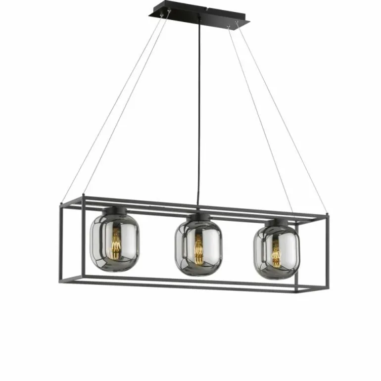 Suspension Fischer & Honsel Regi Noir, 3 lumières