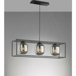 Suspension Fischer & Honsel Regi Noir, 3 lumières