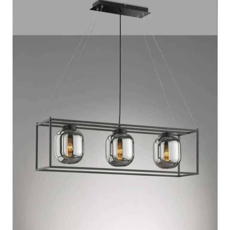 Suspension Fischer & Honsel Regi Noir, 3 lumières