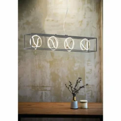 Suspension Fischer & Honsel Gisi LED Noir, 4 lumières, Télécommandes