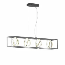 Suspension Fischer & Honsel Gisi LED Noir, 4 lumières, Télécommandes