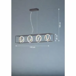 Suspension Fischer & Honsel Gisi LED Noir, 4 lumières, Télécommandes