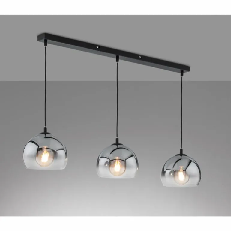 Suspension Fischer & Honsel Amos Noir, 3 lumières