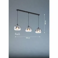 Suspension Fischer & Honsel Amos Noir, 3 lumières