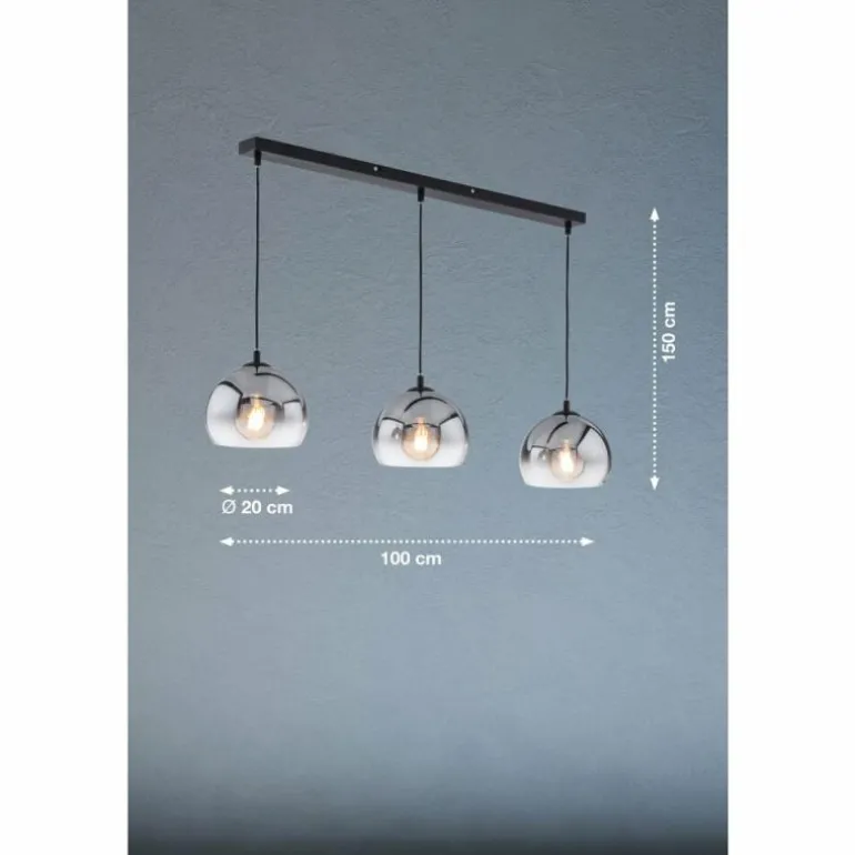 Suspension Fischer & Honsel Amos Noir, 3 lumières