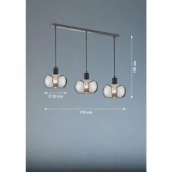 Suspension Fischer & Honsel Dima Noir, 3 lumières