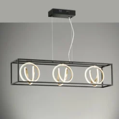 Suspension Fischer & Honsel Gisi LED Noir, 3 lumières, Télécommandes