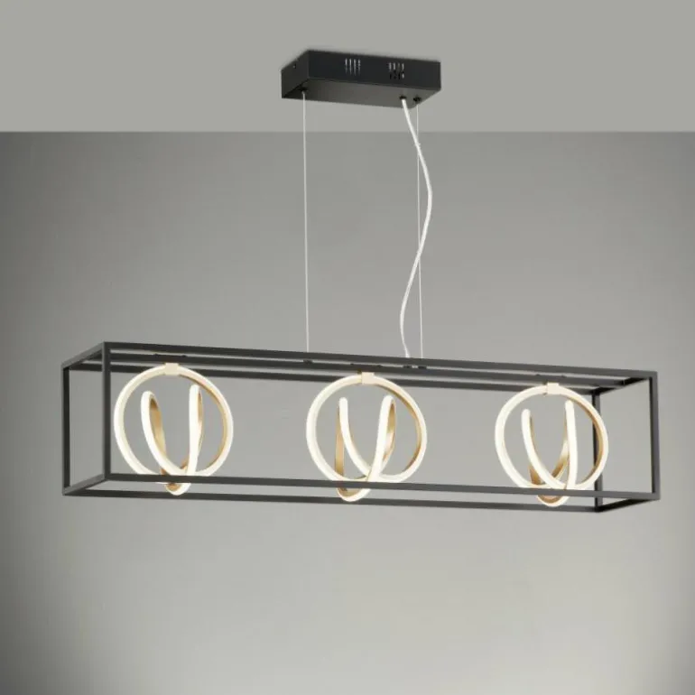 Suspension Fischer & Honsel Gisi LED Noir, 3 lumières, Télécommandes