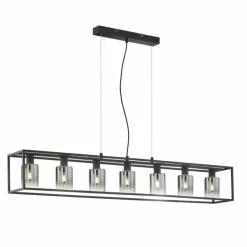 Suspension Fischer & Honsel Iska Noir, 7 lumières