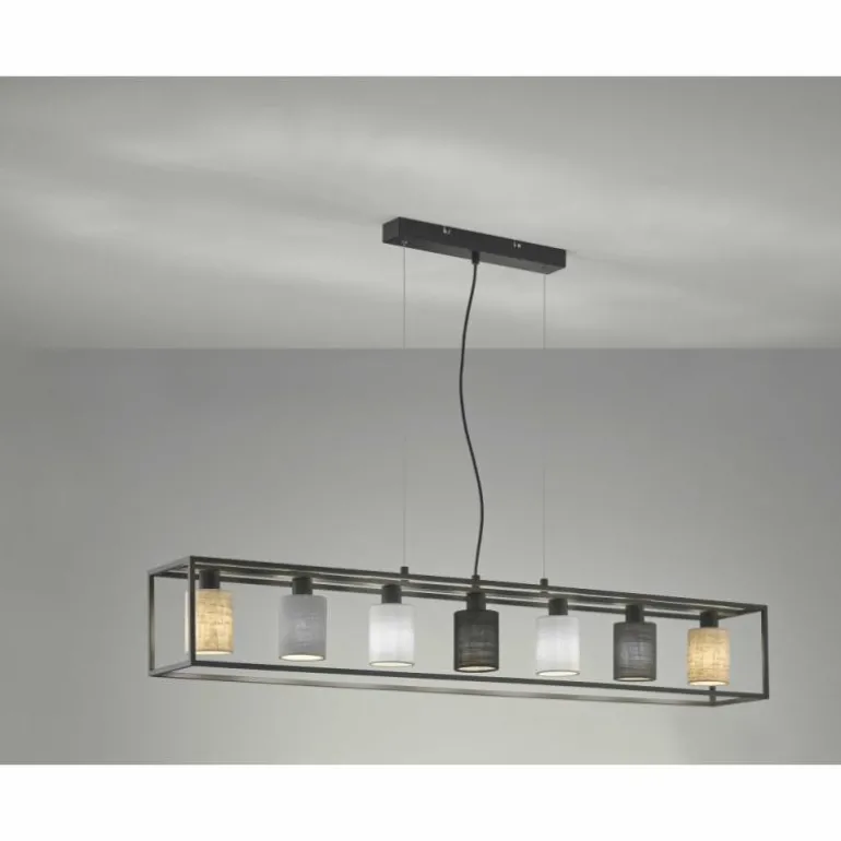 Suspension Fischer & Honsel Isko Noir, 7 lumières