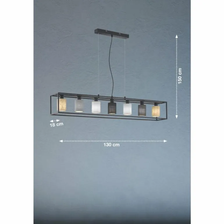 Suspension Fischer & Honsel Isko Noir, 7 lumières