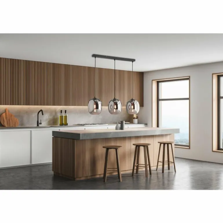 Suspension Fischer & Honsel Nayla Noir, 3 lumières