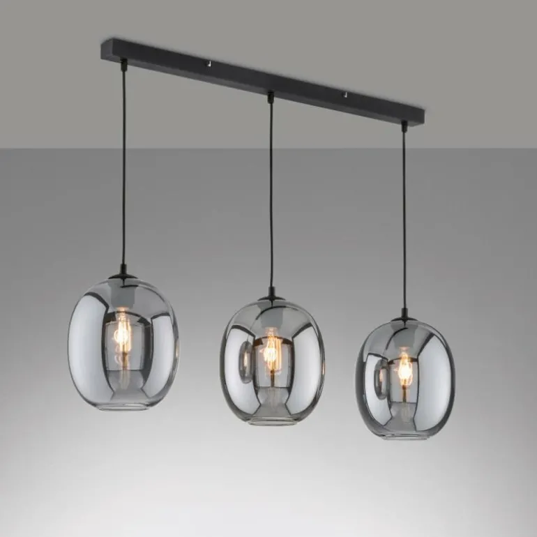 Suspension Fischer & Honsel Nayla Noir, 3 lumières