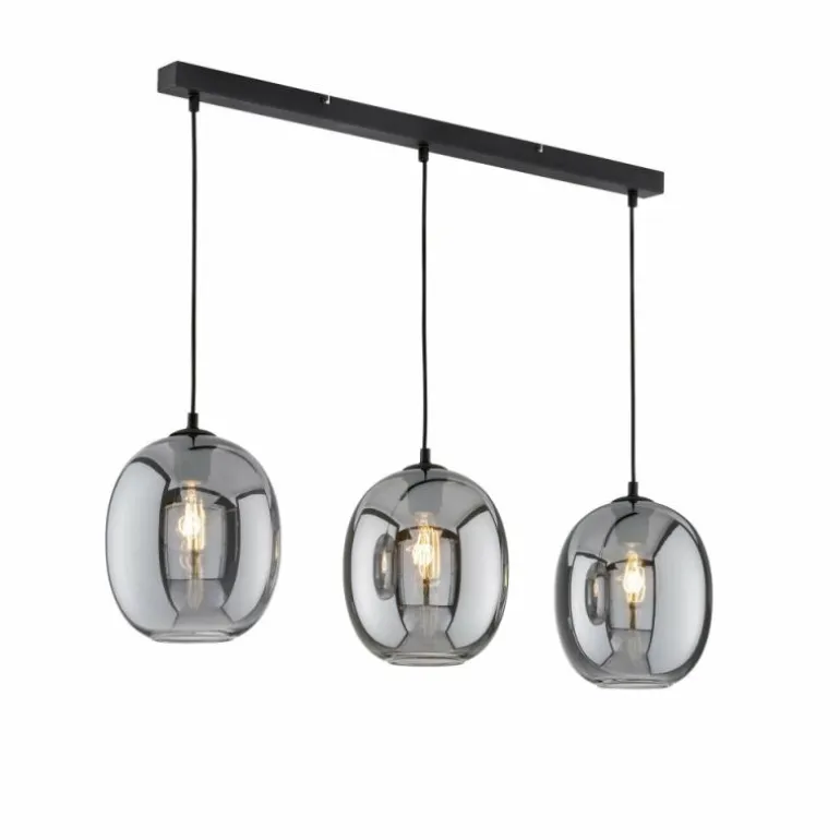 Suspension Fischer & Honsel Nayla Noir, 3 lumières